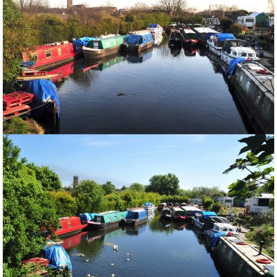 Artist Photo Series: Donna Clifford: Boatyard along the Lancaster Canal on 23rd March and 20th May